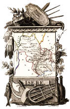 Zoom sur Carte succinte de l'Isère vers 1830 - gravure reproduite et restaurée numériquement par © Norbert Pousseur