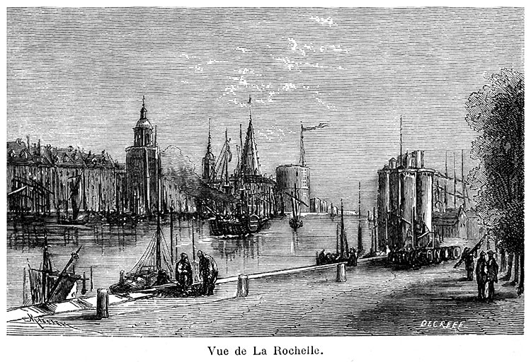 Quais de La Rochelle, vers 1875,  - gravure reproduite et restaurée numériquement par © Norbert Pousseur