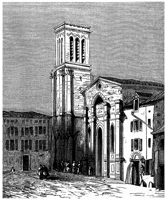 Eglise St Sauveur de La Rochelle vers 1875 - gravure reproduite et restaurée numériquement par © Norbert Pousseur