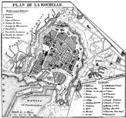 Zoom sur Plan de la Rochelle vers 1880 - gravure reproduite et restaurée numériquement par © Norbert Pousseur