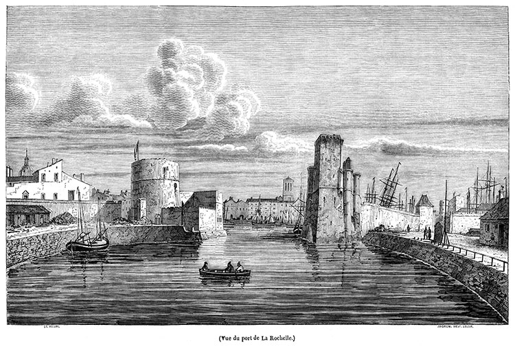 Port de La Rochelle, vers 1835 - gravure reproduite et restaurée numériquement par © Norbert Pousseur