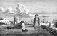 Zoom sur Port de La Rochelle, vers 1835 - gravure reproduite et restaurée numériquement par © Norbert Pousseur