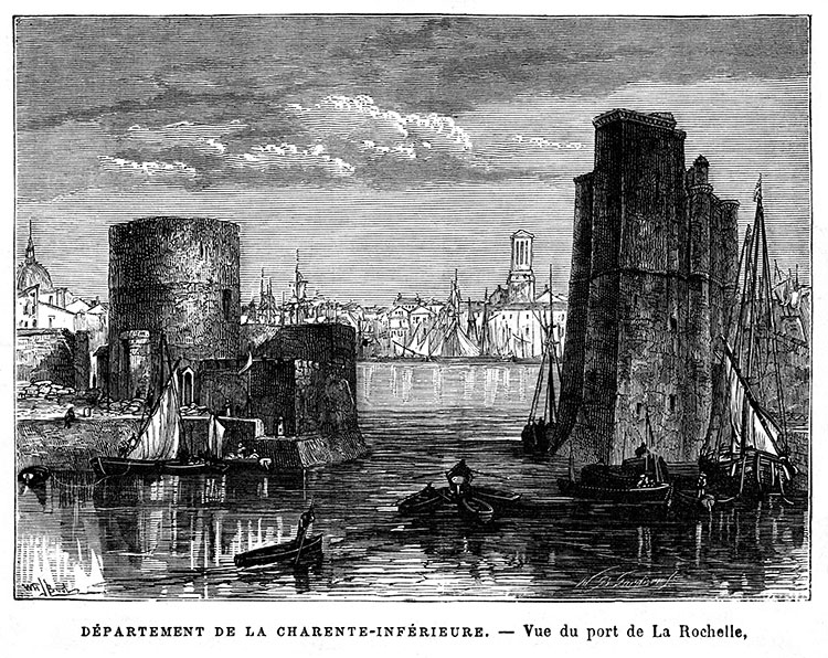 Port de La Rochelle, vers 1880 - gravure reproduite et restaurée numériquement par © Norbert Pousseur