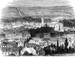Zoom sur Centre de Landerneau vers 1900  - gravure reproduite et restaurée numériquement par © Norbert Pousseur