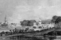 Zoom sur Landerneau, activités autour du port vers 1940 - gravure reproduite et restaurée numériquement par © Norbert Pousseur