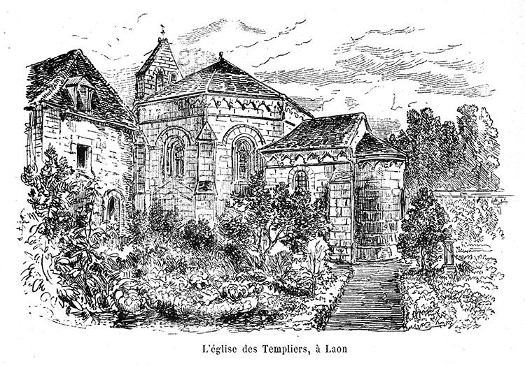 L'église des Templiers à Laon vers1880 - gravure reproduite et restaurée numériquement par © Norbert Pousseur
