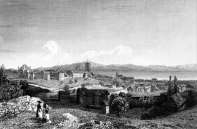 Pour zoom, Lausanne vers 1855 vue l'arrière pays - gravure reproduite et restaurée numériquement par  © Norbert Pousseur