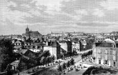 Zoom sur Le centre du Mans vers 1870 - gravure reproduite et restaurée numériquement par © Norbert Pousseur
