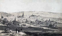 Pour Zoom : Liège, vue générale vers 1840- gravure reproduite et restaurée numériquement par © Norbert Pousseur