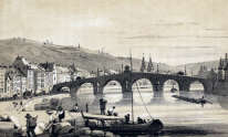 Pour Zoom : Liège : pont des Arches vers 1840 - gravure reproduite et restaurée numériquement par © Norbert Pousseur