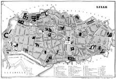 Zoom sur Plan de Lille vers 1830 - gravure reproduite et restaurée numériquement par © Norbert Pousseur