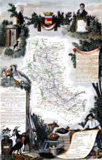 Zoom sur carte de la Loire par Levasseur en 1847 - gravure reproduite et restaurée numériquement par © Norbert Pousseur