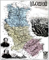 Zoom sur Carte de la Loire par Vuillemin en 1883 - gravure reproduite et restaurée numériquement par © Norbert Pousseur