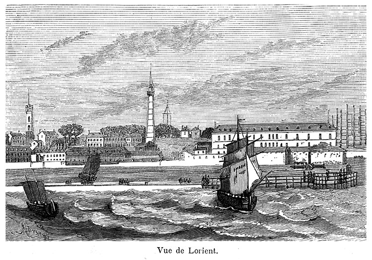 Lorient et sa rade vers 1875 - gravure reproduite et restaurée numériquement par © Norbert Pousseur
