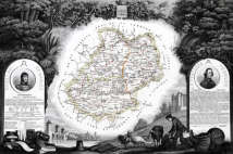 Zoom sur Carte de Levasseur du département du Lot en 1847 - gravure reproduite et restaurée numériquement par © Norbert Pousseur