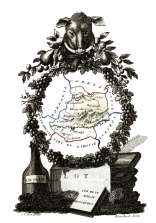 Zoom sur Carte succinte du Lot vers 1830 - gravure reproduite et restaurée numériquement par © Norbert Pousseur