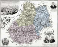 Zoom sur Carte du département du Lot en 1883 - gravure reproduite et restaurée numériquement par © Norbert Pousseur