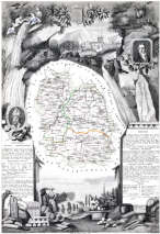 Zoom sur Carte de Levasseur du département de la Lozère en 1847 - gravure reproduite et restaurée numériquement par © Norbert Pousseur