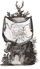 Zoom sur Carte succinte de la Lozère vers 1830 - gravure reproduite et restaurée numériquement par © Norbert Pousseur