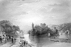 île St. Barbe à Lyon, vers 1840 - gravure reproduite et restaurée numériquement par © Norbert Pousseur