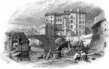 Pont au Change de Lyon vers 1840 - gravure reproduite et restaurée numériquement par © Norbert Pousseur