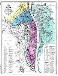 Carte de Lyon de 1852  - gravure reproduite et restaurée numériquement par © Norbert Pousseur