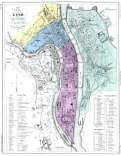 Carte de Lyon de 1852  - gravure reproduite et restaurée numériquement par © Norbert Pousseur