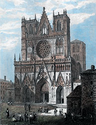 Cathédrale de Lyon, 1855  - gravure reproduite et restaurée numériquement par © Norbert Pousseur