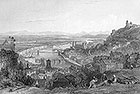Lyon depuis la Croix Rousse - Gravure de 1841 reproduite puis restaurée par © Norbert Pousseur