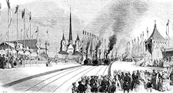 Inauguration du chemin de fer de Lyon à Dijon - gravure de 1851 reproduite puis restaurée par © Norbert Pousseur