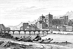 Eglise St Jean de Lyon, 1830  - gravure reproduite et restaurée numériquement par © Norbert Pousseur