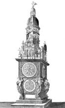 Lyon, horloge de la cathédrale - Gravure de 1771 reproduite puis restaurée par © Norbert Pousseur