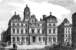 Hôtel de ville de Lyon, 1855 - gravure reproduite et restaurée numériquement par © Norbert Pousseur