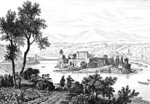 île St. Barbe à Lyon, vers 1830 - gravure reproduite et restaurée numériquement par © Norbert Pousseur
