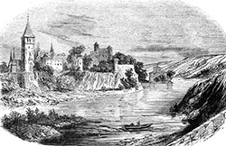 île St. Barbe à Lyon, vers 1850 - gravure reproduite et restaurée numériquement par © Norbert Pousseur
