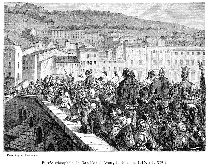 Entrée de Napoléon dans Lyon - gravure de 1879 reproduite  puis restaurée par © Norbert Pousseur