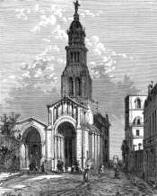 Noyte Dame de Fourvière à Lyon, 1870  - gravure reproduite et restaurée numériquement par © Norbert Pousseur