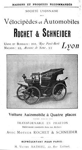 Vélocipèdes et automobiles à Lyon en 1898 - publicité reproduite puis restaurée par © Norbert Pousseur