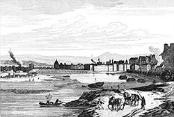 Lyon en bord de Saöne - gravure de 1835 reproduite  puis restaurée par © Norbert Pousseur