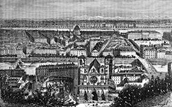 Vue générale de Lyon, 1850 - gravure reproduite et restaurée numériquement par © Norbert Pousseur