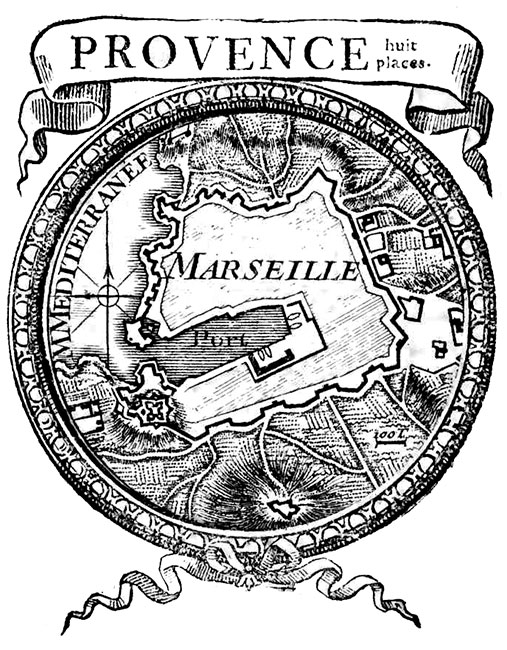 Plan de Marseille vers 1730  - gravure  restaurée numériquement par © Norbert Pousseur