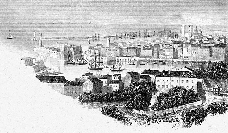 Marseille vers 1880 - gravure  reproduite et restaurée par © Norbert Pousseur