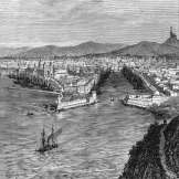 Pour zoom, ue générale de Marseille et de ses deux port vers 1870 - gravure  reproduite et restaurée par © Norbert Pousseur