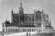 Zoom sur La cathédrale de Metz vers 1835 - gravure reproduite et restaurée numériquement par © Norbert Pousseur