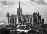 Zoom sur Le beffroi de Lille vers 1835, gravure de Rauch  reproduite et restaurée numériquement par © Norbert Pousseur