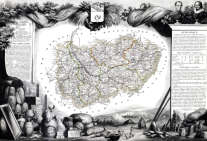 Zoom sur Carte de Levasseur du département du Meurthe en 1847 - gravure reproduite et restaurée numériquement par © Norbert Pousseur