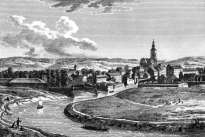 Zoom sur Mézières sur la Meuse vers 1820 - gravure reproduite et restaurée numériquement par © Norbert Pousseur