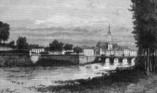 Zoom sur TMézières sur la Meuse vers 1870 - gravure reproduite et restaurée numériquement par © Norbert Pousseur