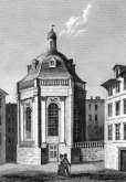Zoom sur La Bourse de Montpellier vers 1835 - gravure reproduite et restaurée par © Norbert Pousseur