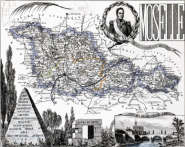 Zoom sur Carte du département de la Moselle en 1851 - gravure reproduite et restaurée numériquement par © Norbert Pousseur